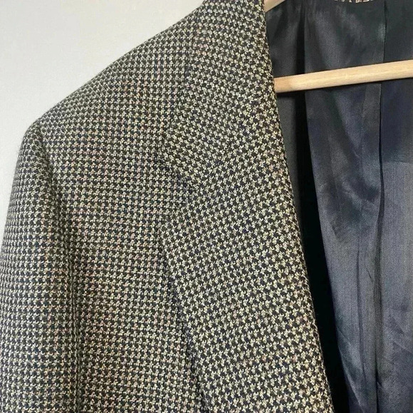 Fiori Men's Suit Jacket Gingham Print 100% Wool Marshall Fields Size 46 Tall - Picture 2 of 11